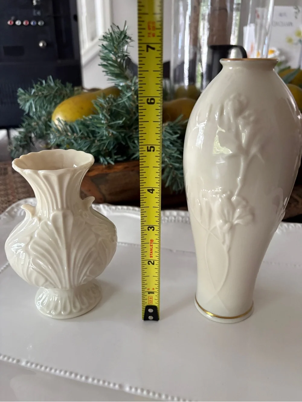 Lenox Ivory Embossed Ceramic Vases
